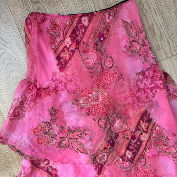 Vintage Silk Mesh Ruffle Midi Skirt (S) - Picture 4 of 11